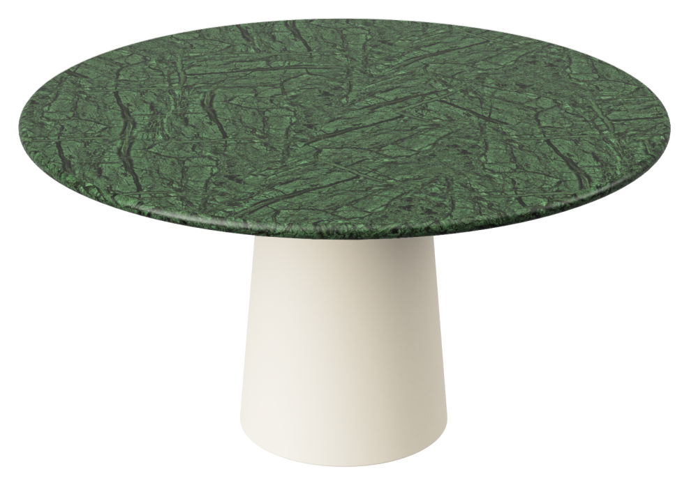 FLOW round dining table - India Green marble (Beige cylinder)
