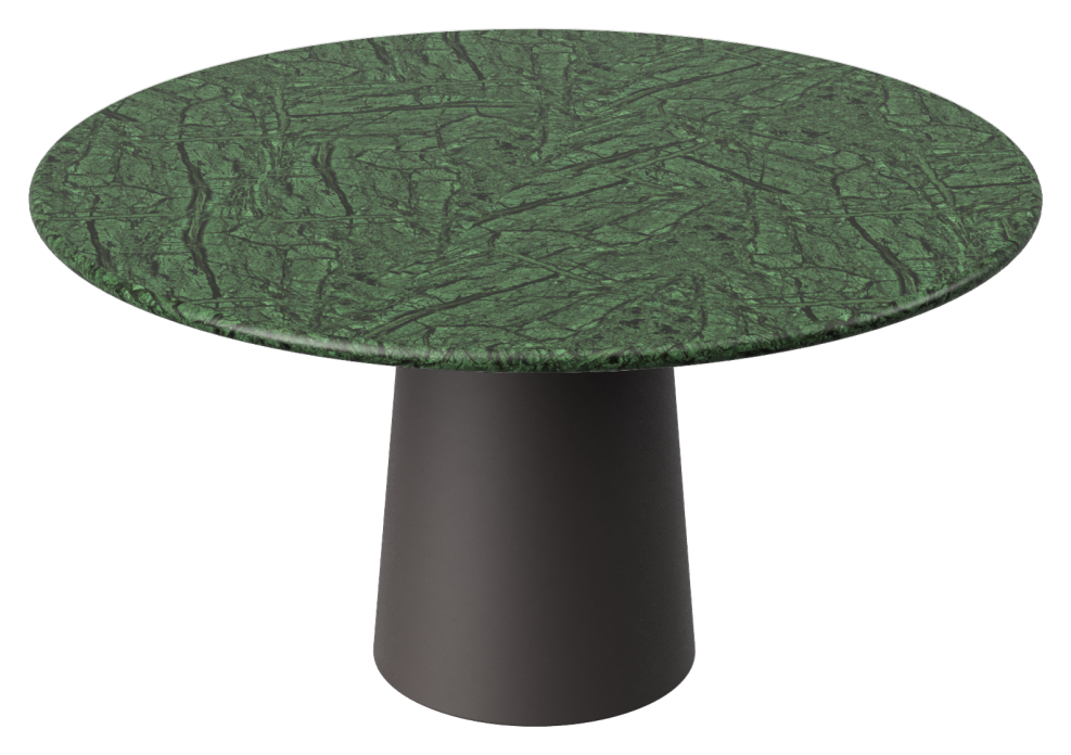 FLOW round dining table - India Green marble (Grey-brown cylinder)