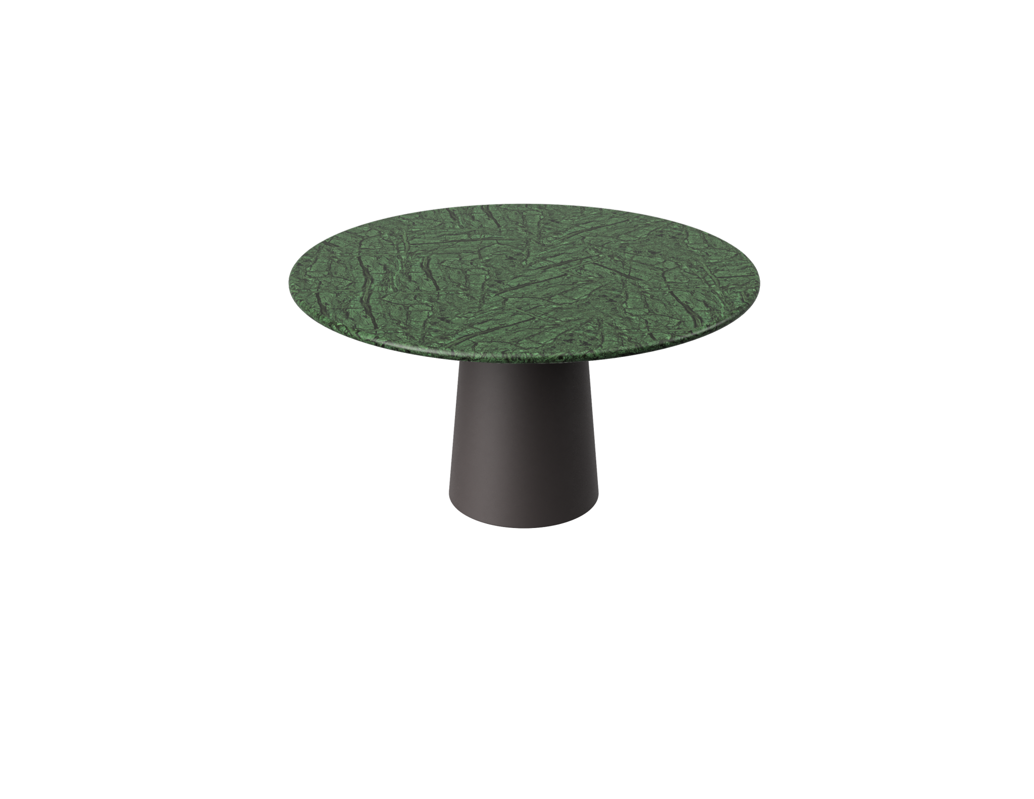 FLOW round dining table - India Green marble (Grey-brown cylinder)