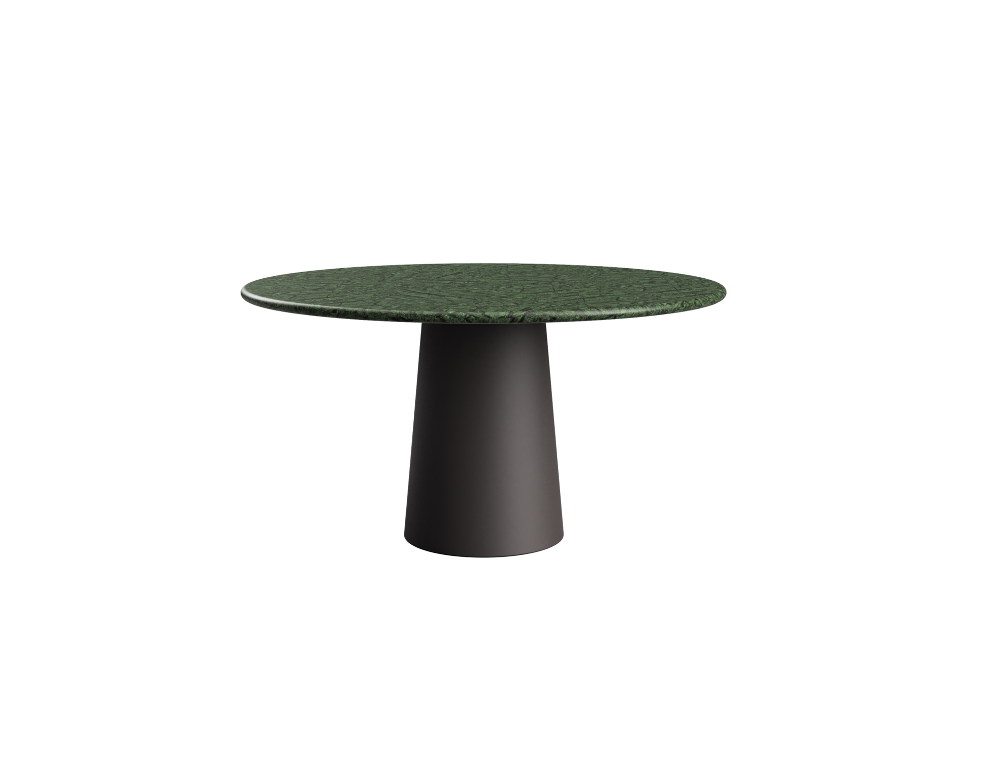 FLOW round dining table - India Green marble (Grey-brown cylinder)