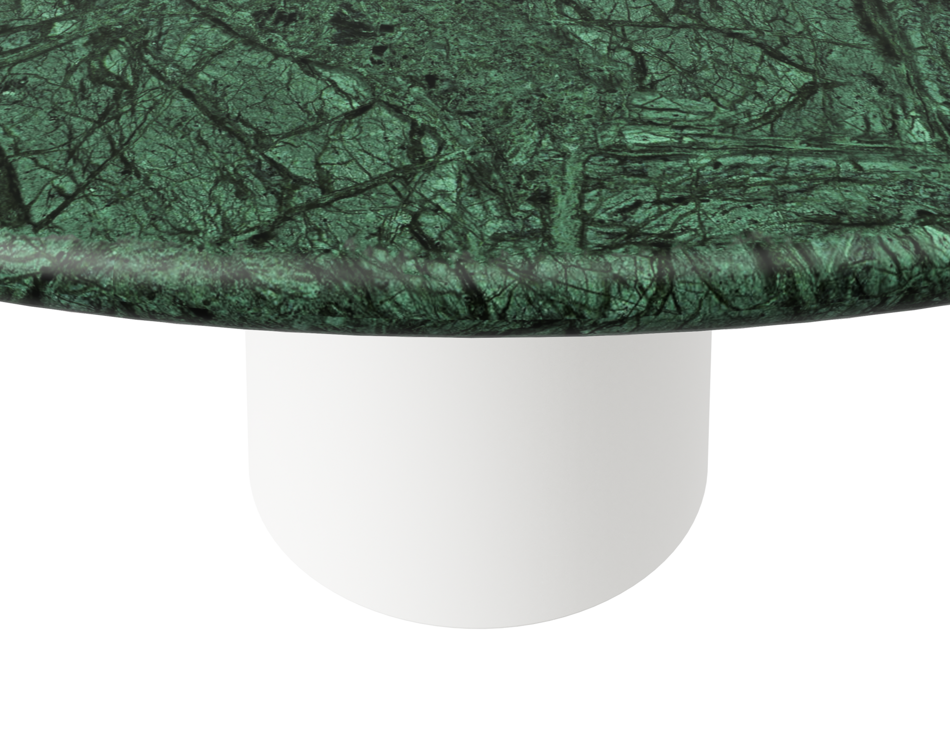 FLOW round dining table - India Green marble (White cylinder)