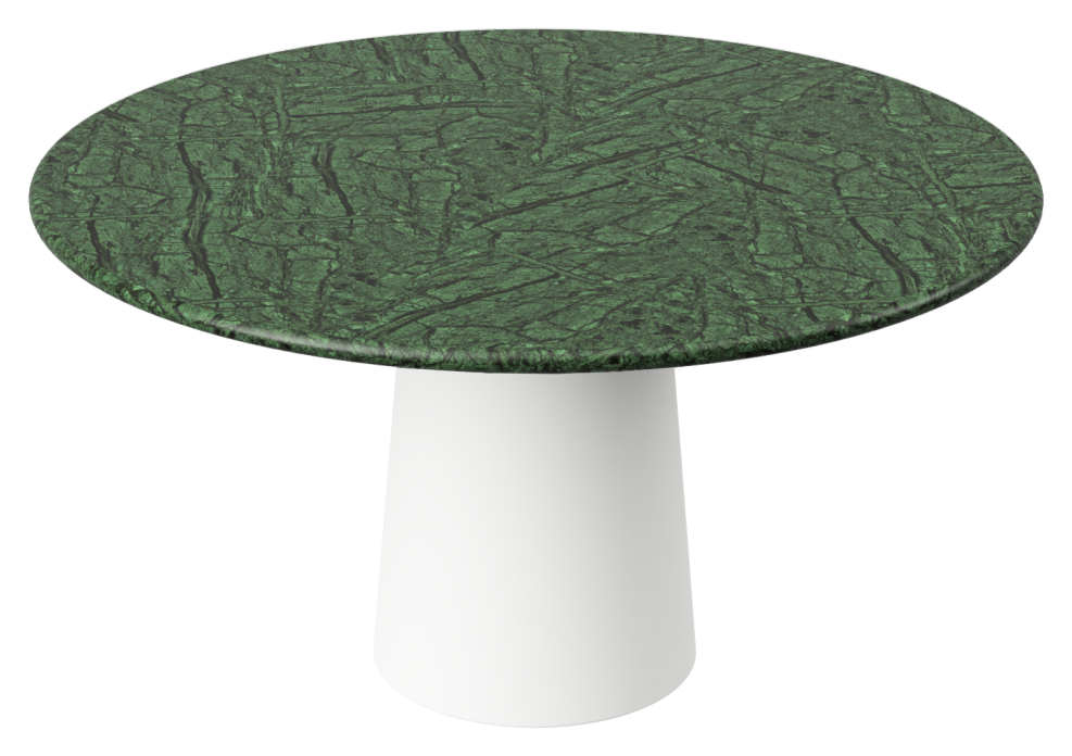FLOW round dining table - India Green marble (White cylinder)