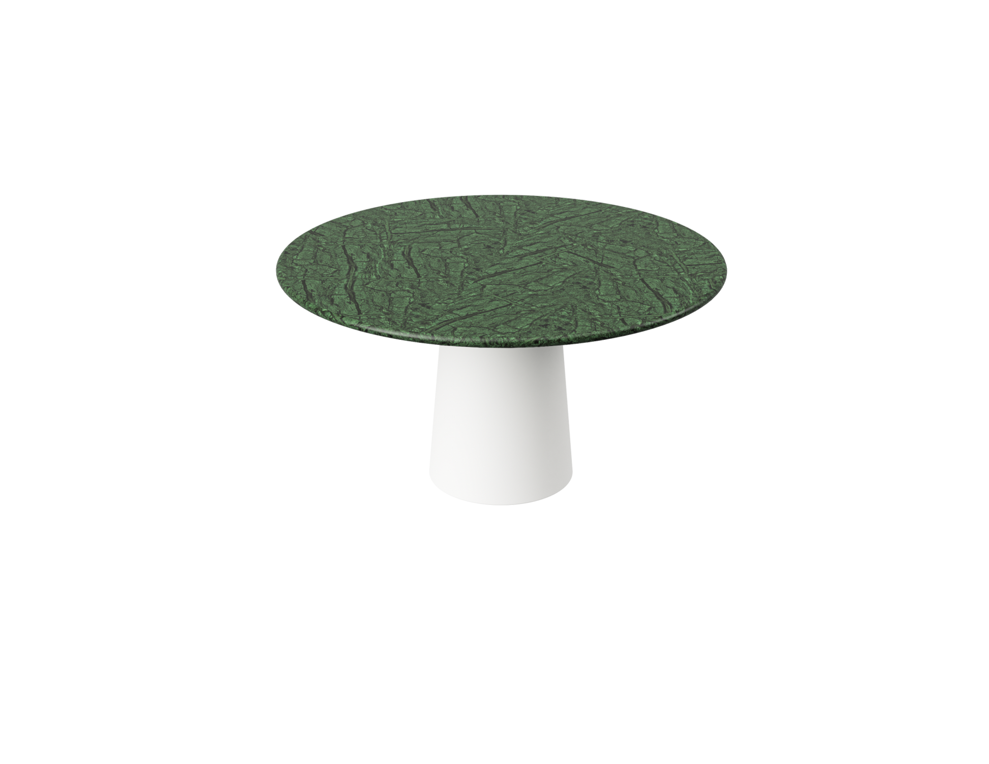 FLOW round dining table - India Green marble (White cylinder)