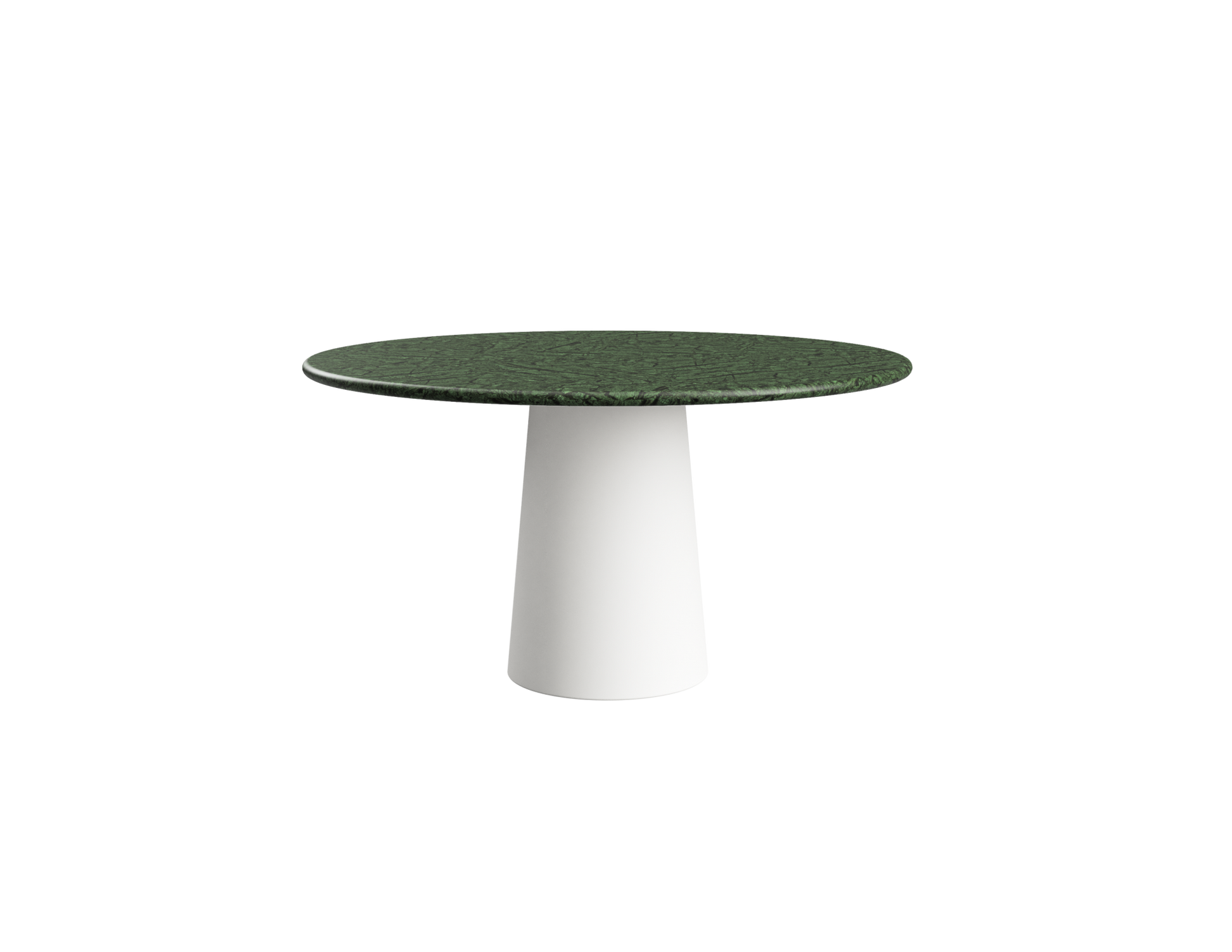 FLOW round dining table - India Green marble (White cylinder)