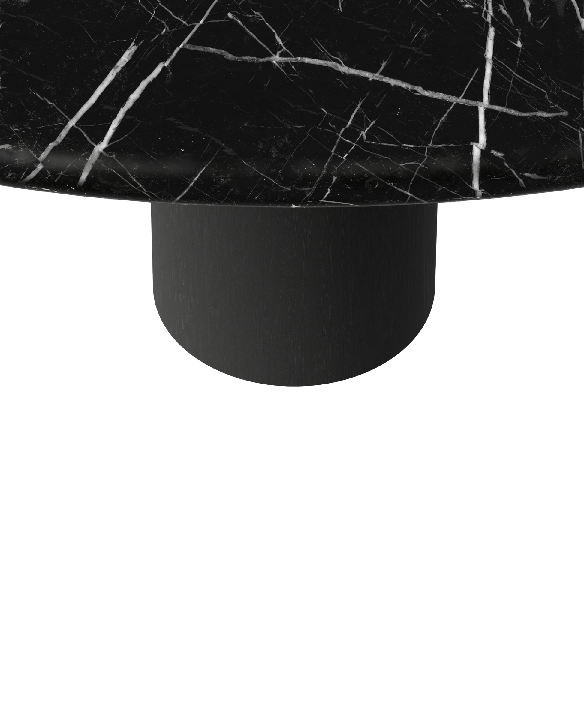 FLOW round dining table - Nero Marquina black marble (Oak cylinder)