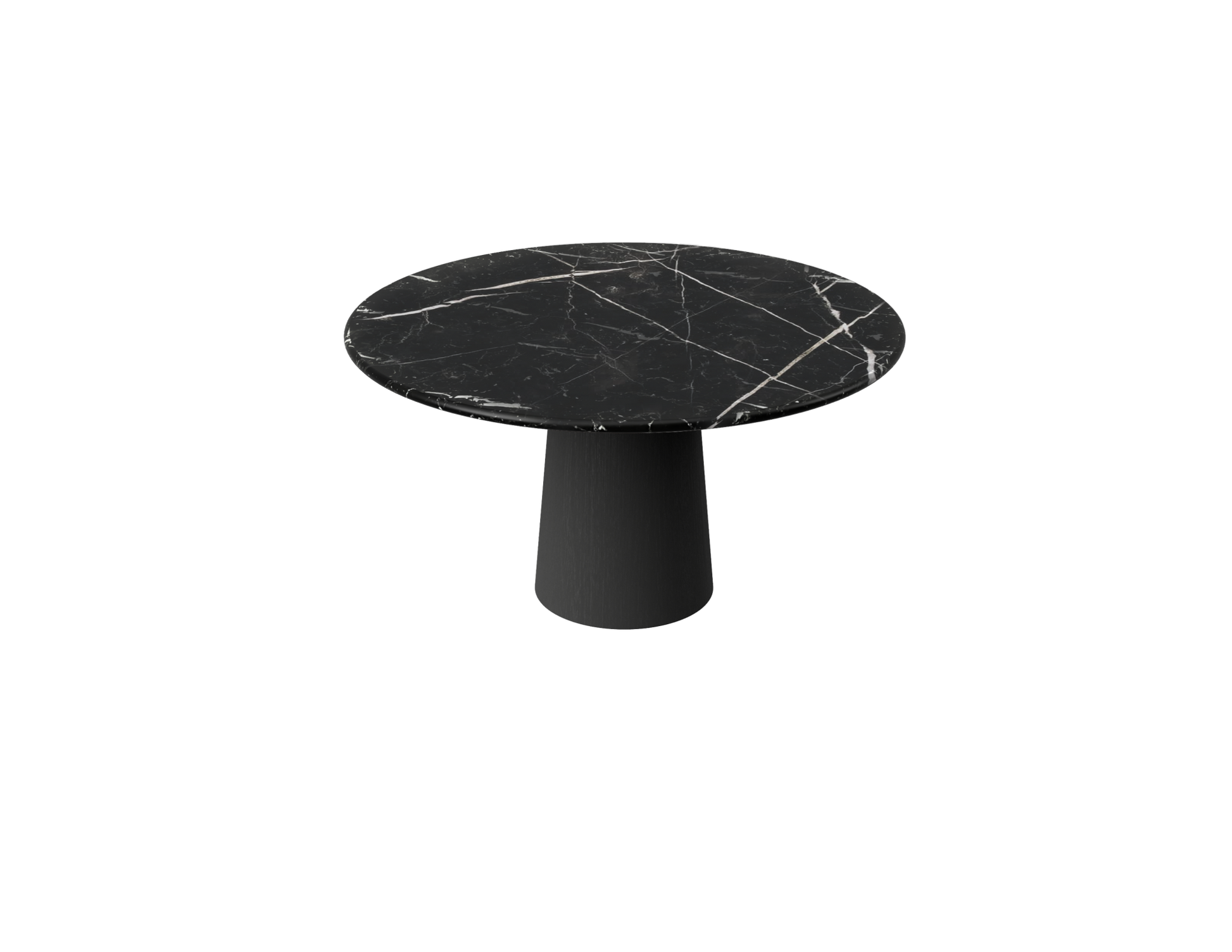 FLOW round dining table - Nero Marquina black marble (Oak cylinder)