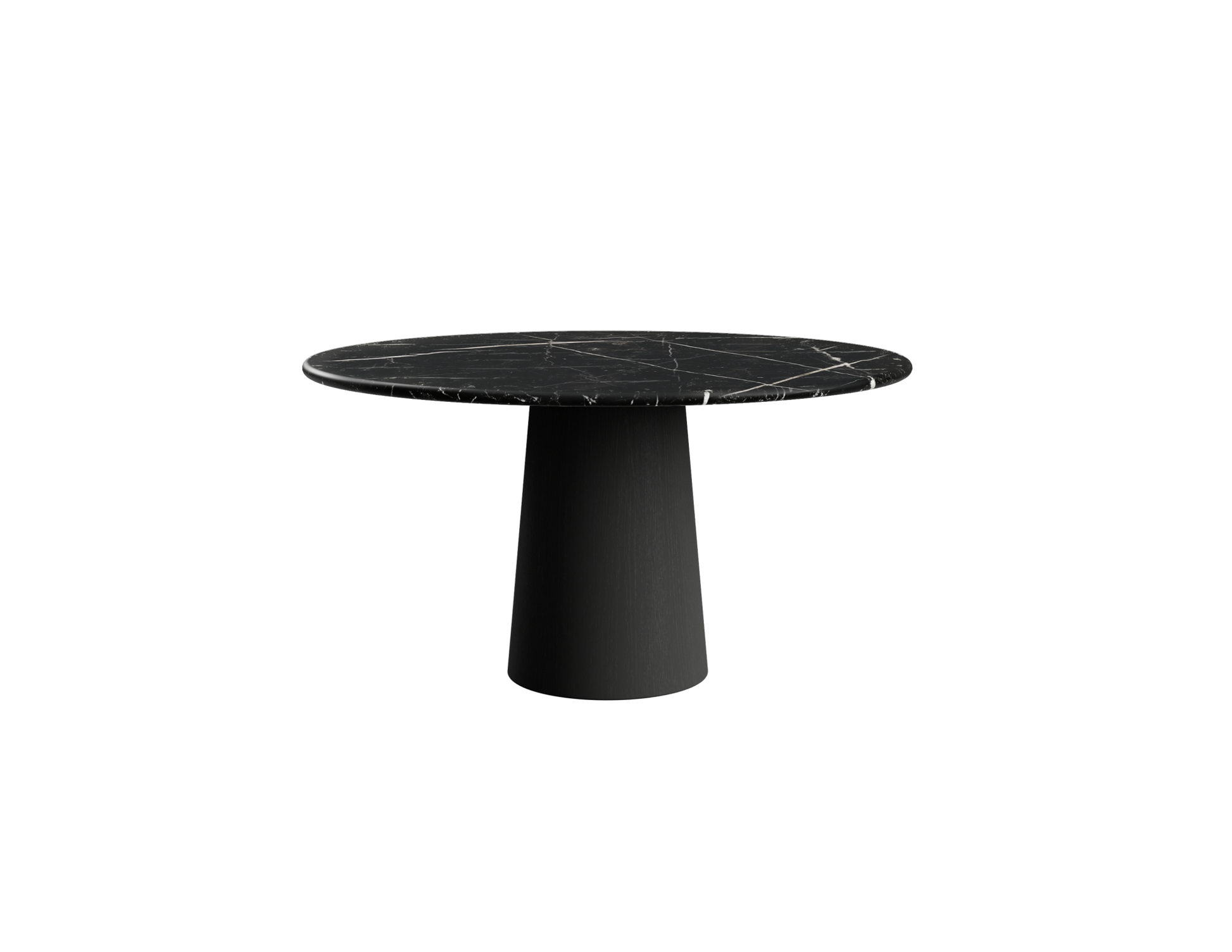 FLOW round dining table - Nero Marquina black marble (Oak cylinder)