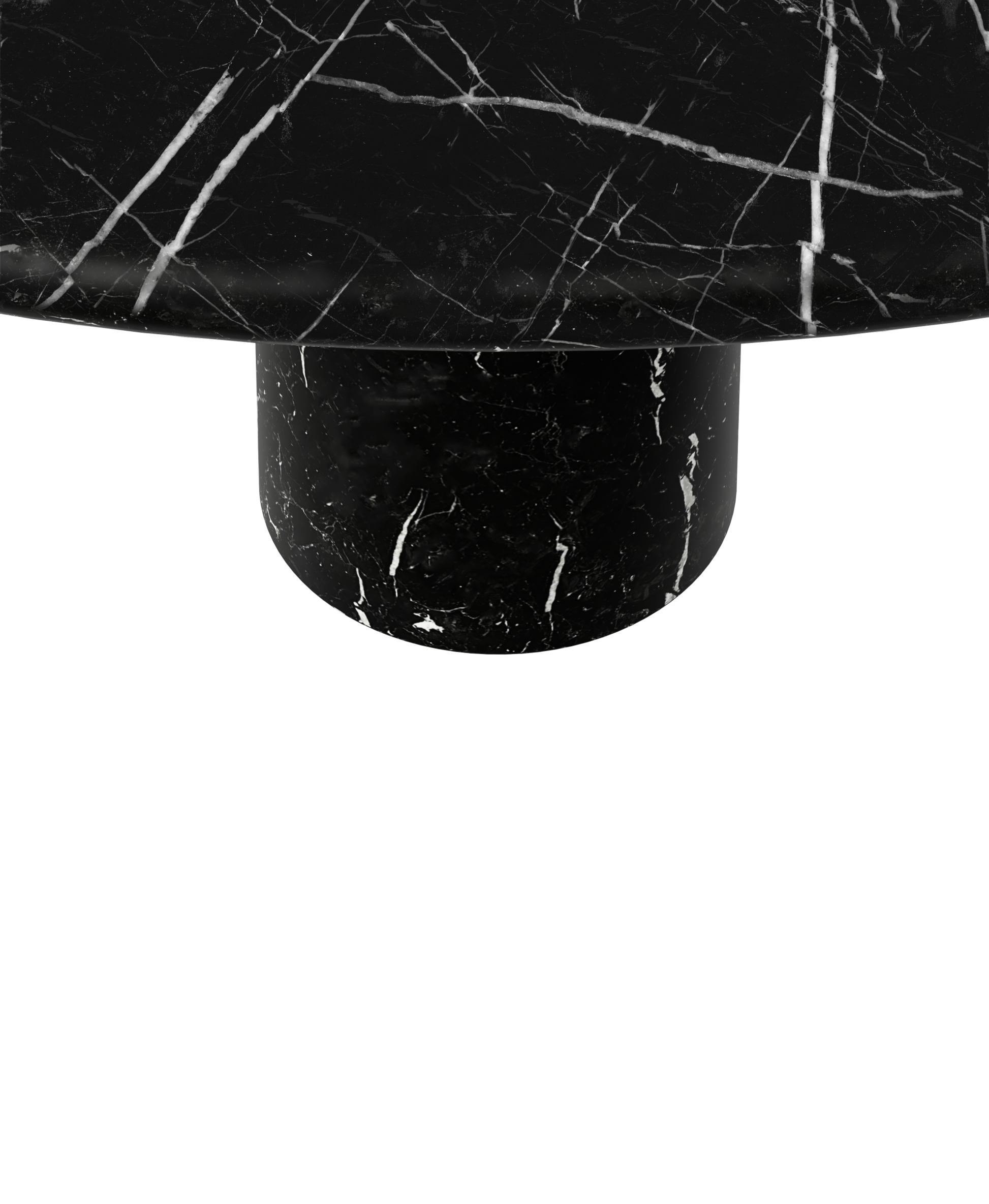 FLOW round dining table - Nero Marquina black marble (Marble cylinder)