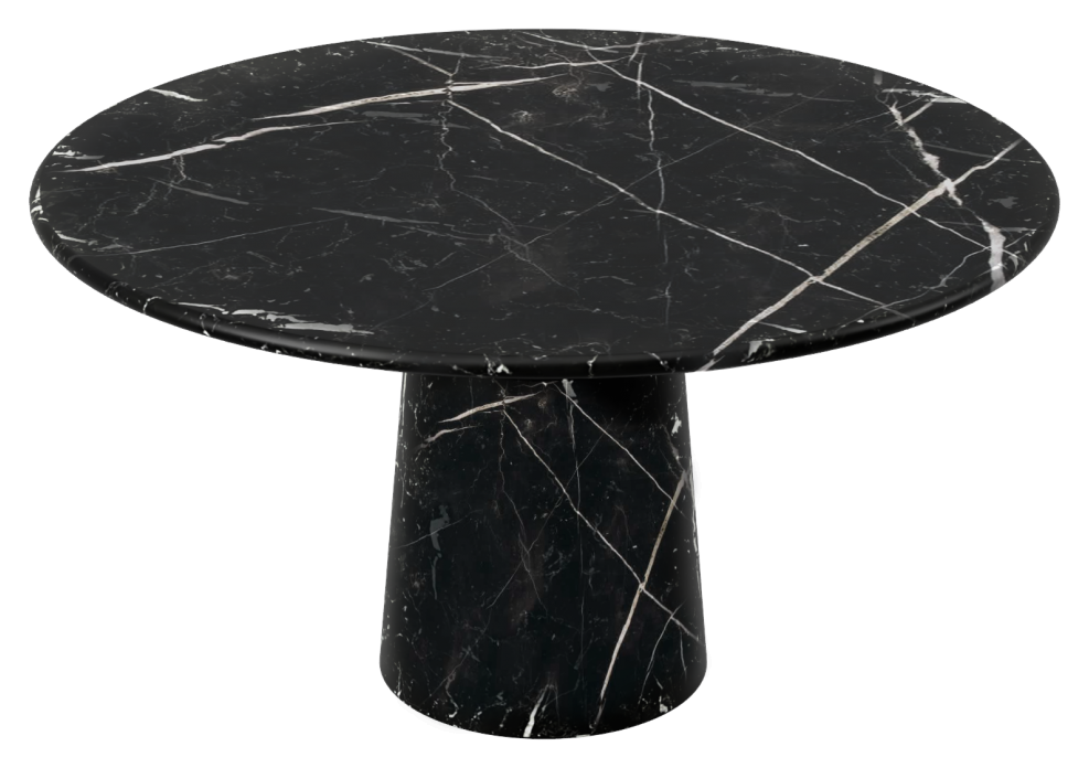 FLOW round dining table - Nero Marquina black marble (Marble cylinder)