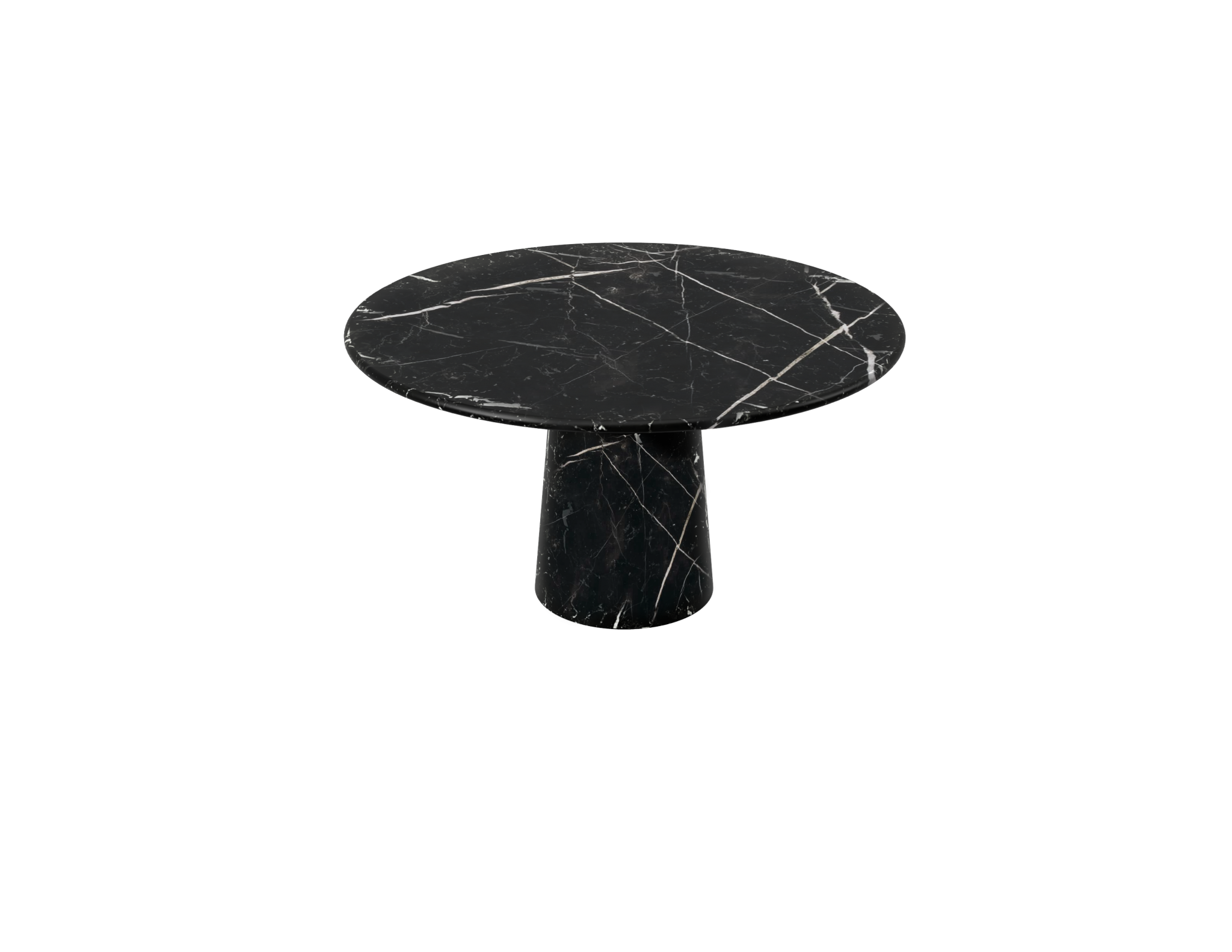 FLOW round dining table - Nero Marquina black marble (Marble cylinder)