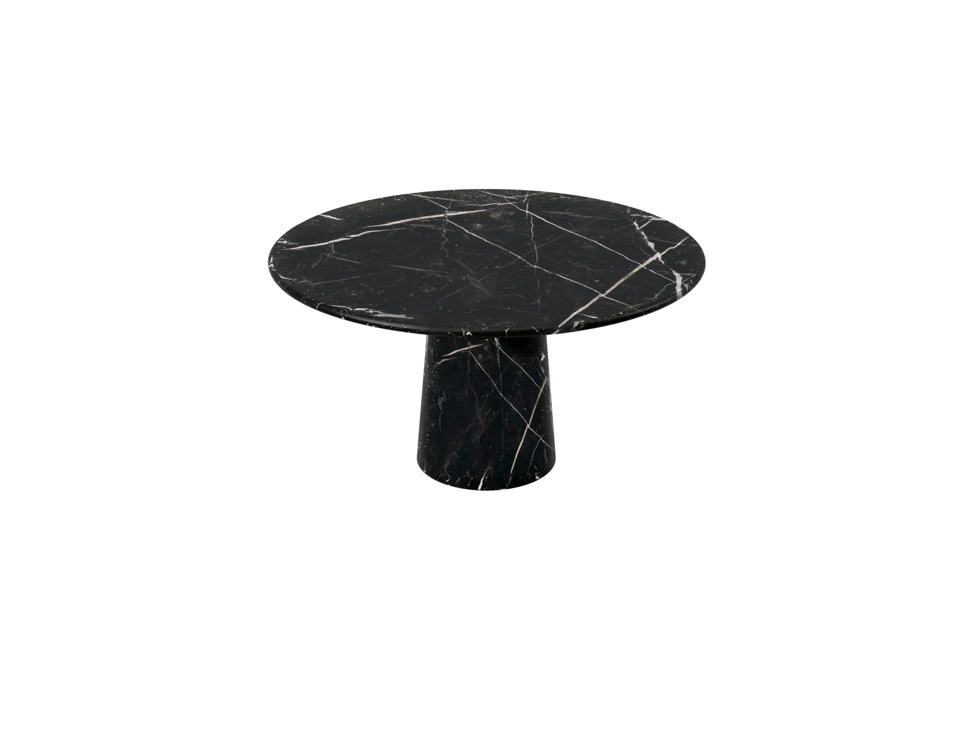 FLOW round dining table - Nero Marquina black marble (Marble cylinder)