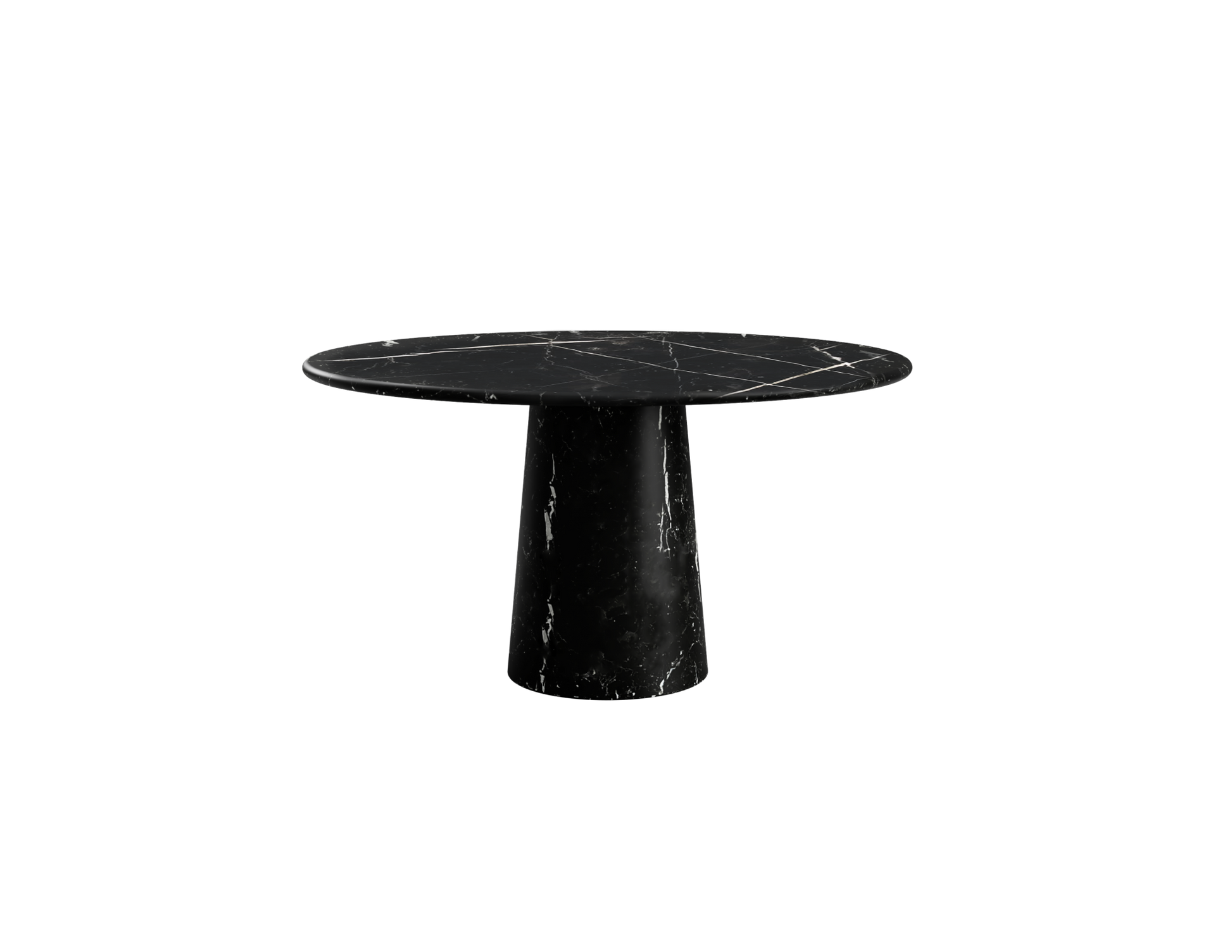 FLOW round dining table - Nero Marquina black marble (Marble cylinder)