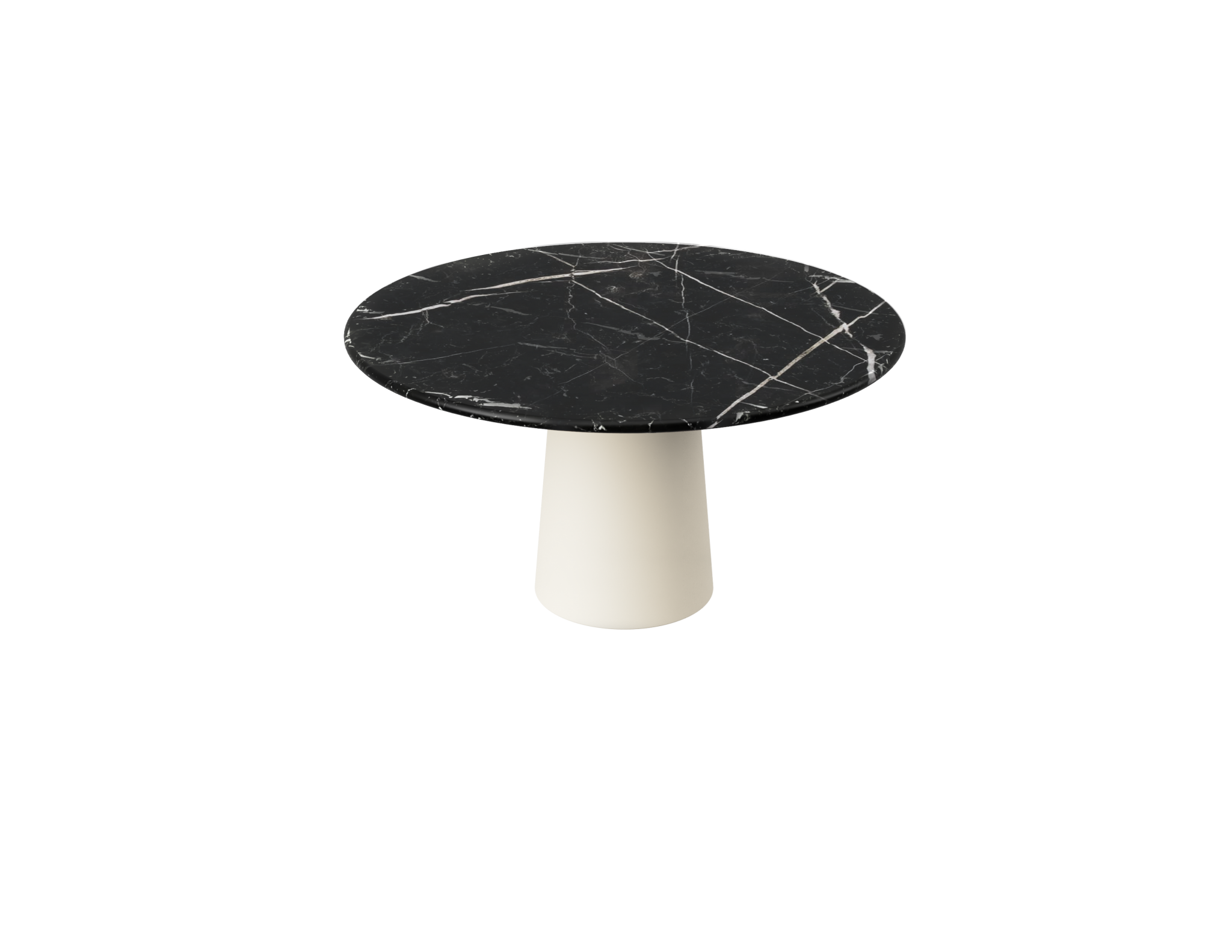 FLOW round dining table - Nero Marquina black marble (Beige cylinder)