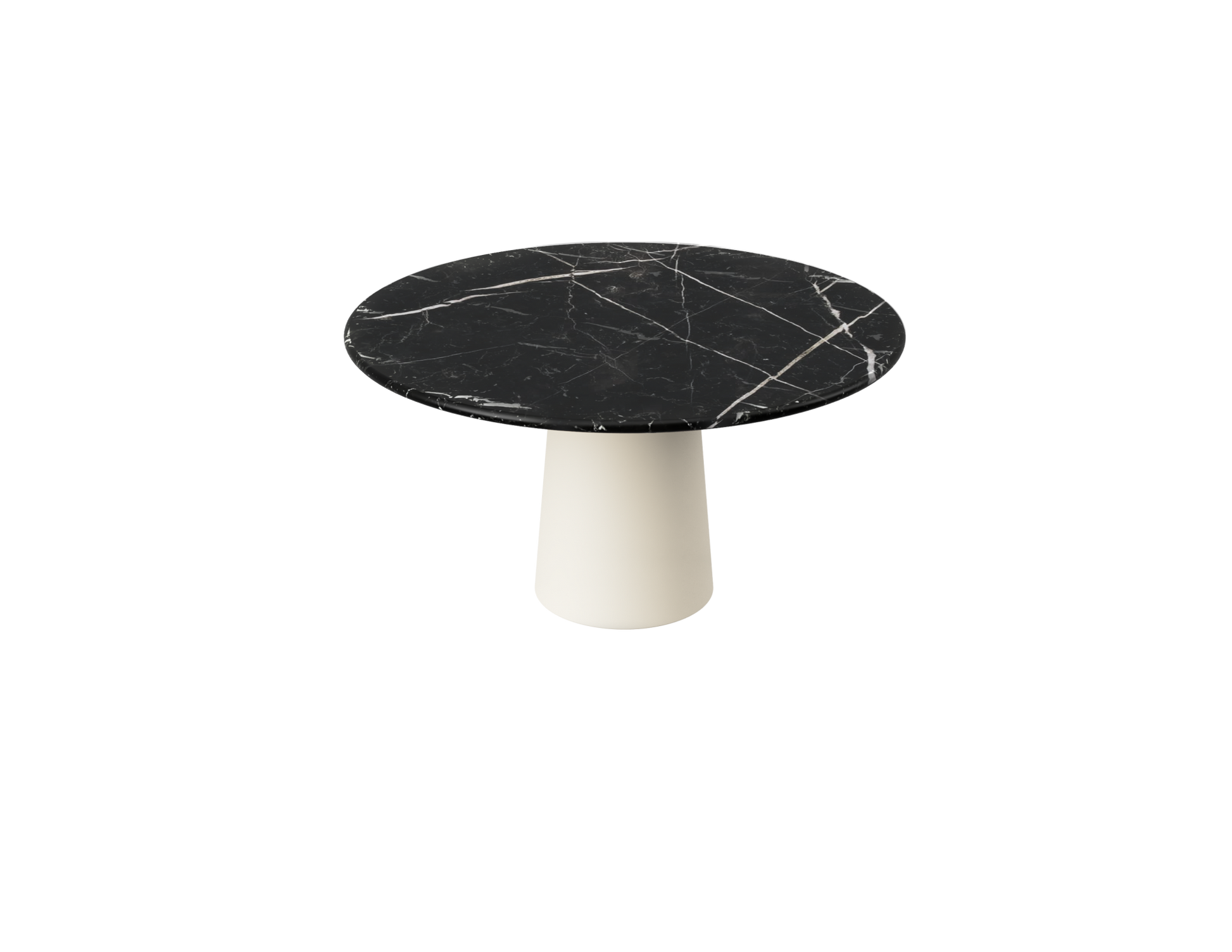 FLOW round dining table - Nero Marquina black marble (Beige cylinder)