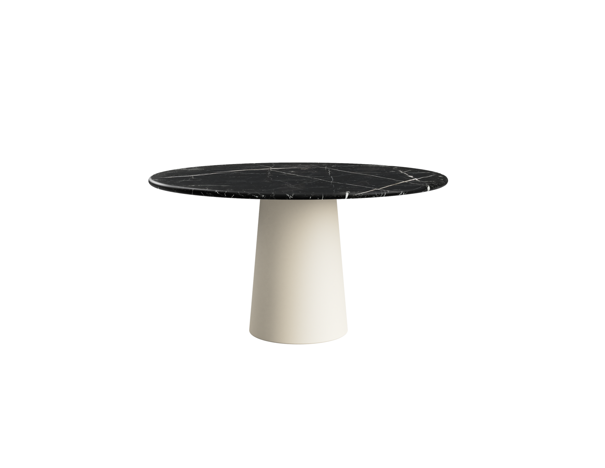 FLOW round dining table - Nero Marquina black marble (Beige cylinder)