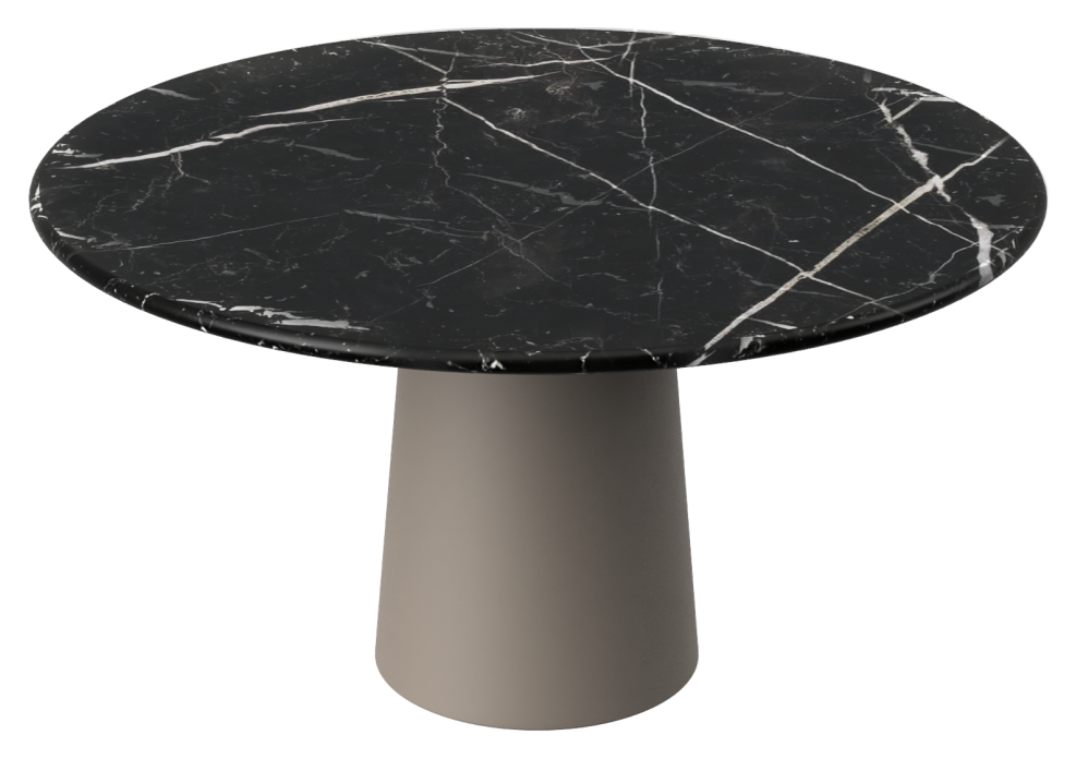 FLOW round dining table - Nero Marquina black marble (Taupe cylinder)
