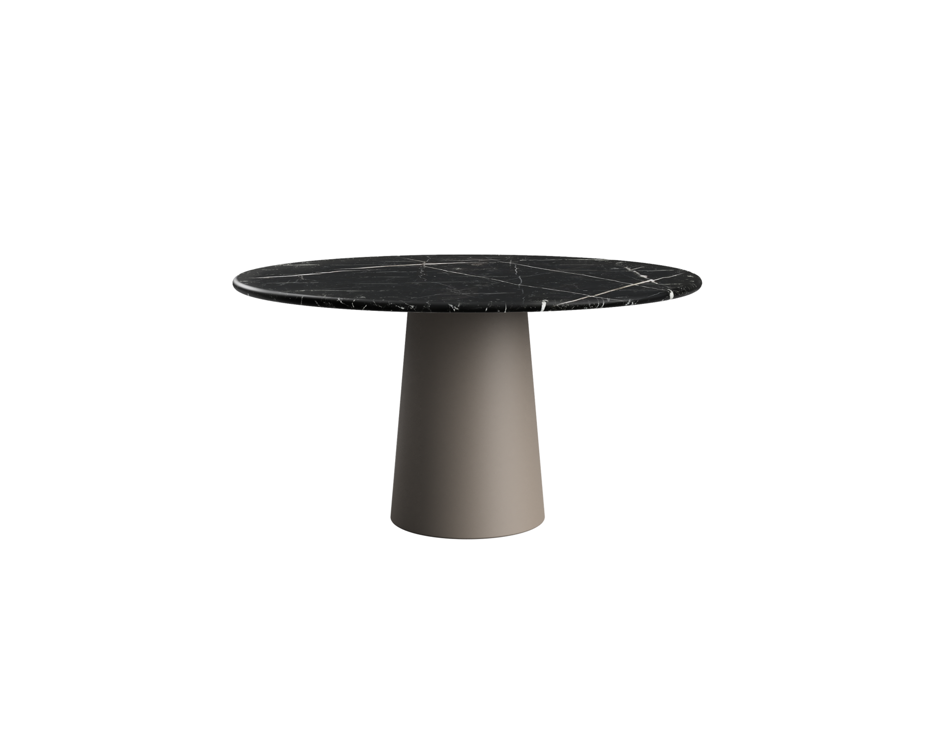 FLOW round dining table - Nero Marquina black marble (Taupe cylinder)