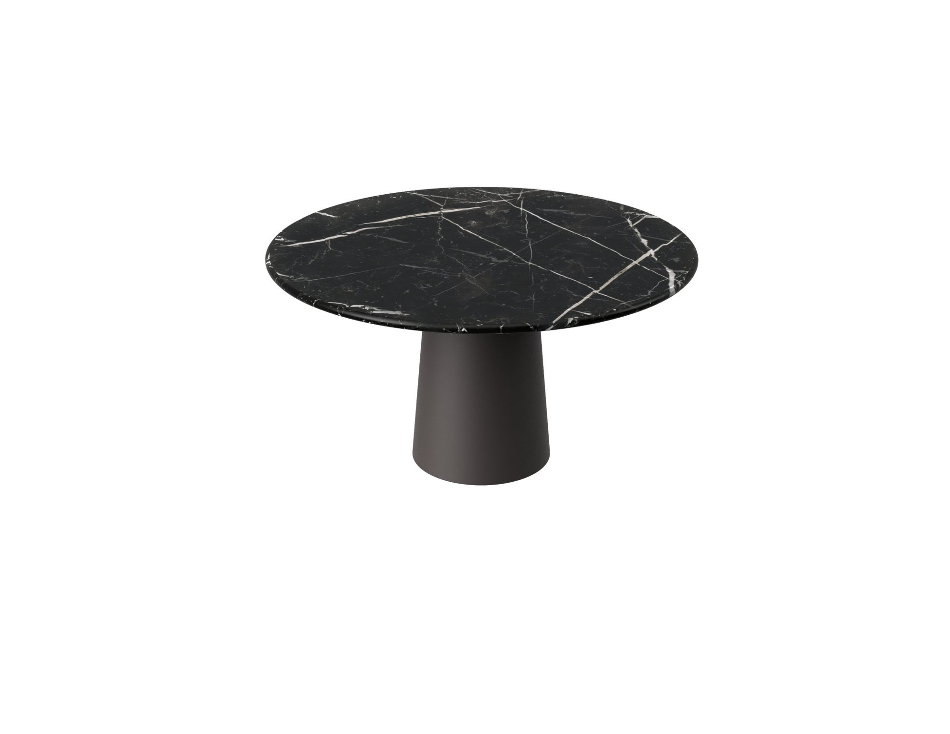 FLOW round dining table - Nero Marquina black marble (Grey-brown cylinder)