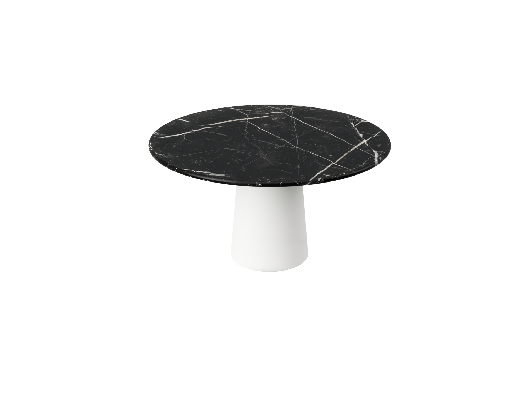 FLOW round dining table - Nero Marquina black marble (White cylinder)
