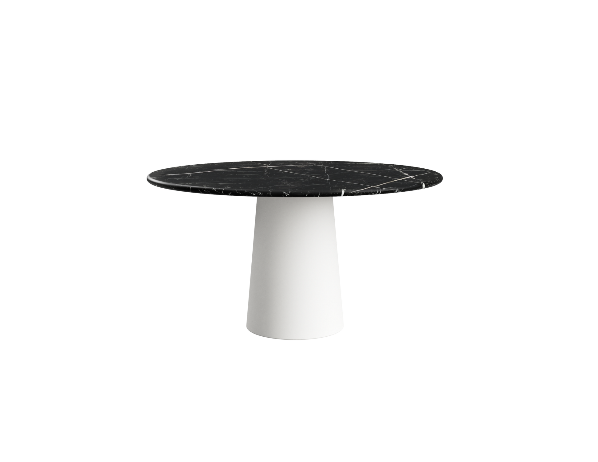 FLOW round dining table - Nero Marquina black marble (White cylinder)