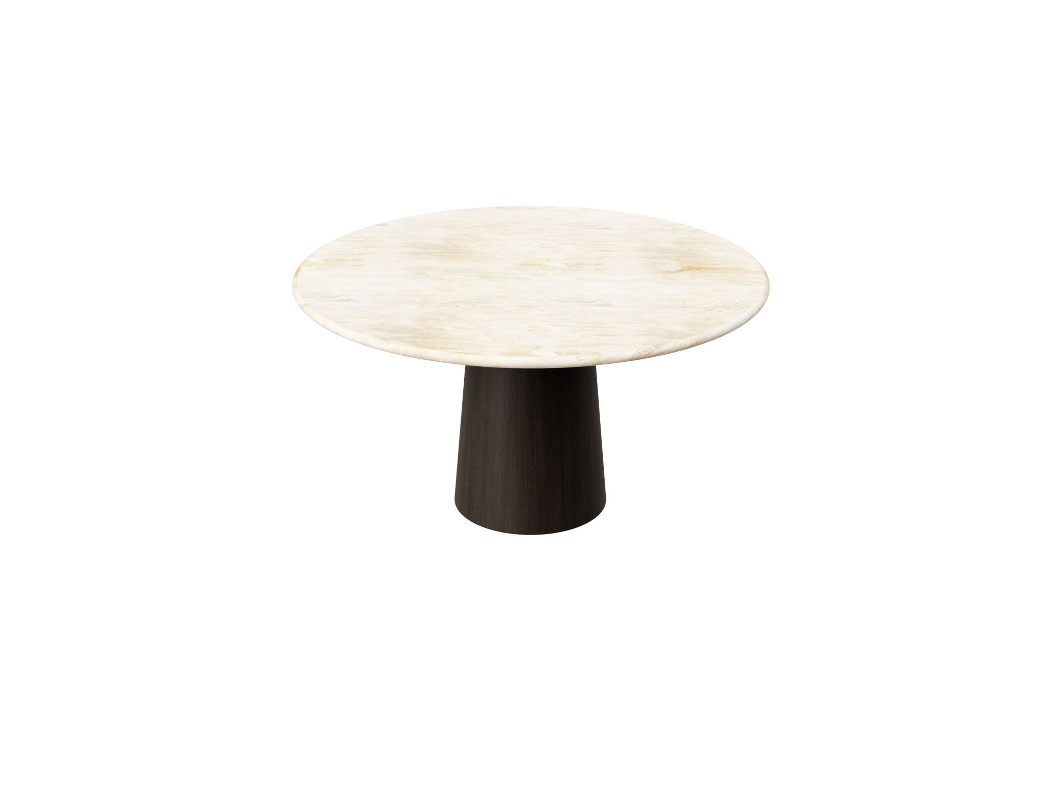 FLOW round dining table - Travertine (Oak cylinder)