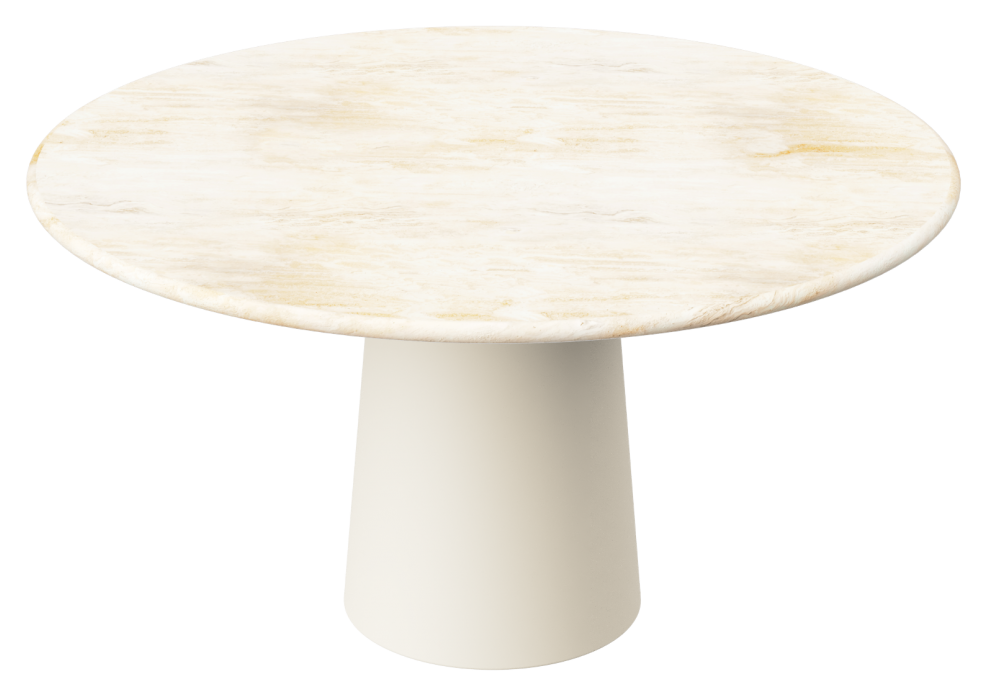 FLOW round dining table - Travertine (Beige cylinder)