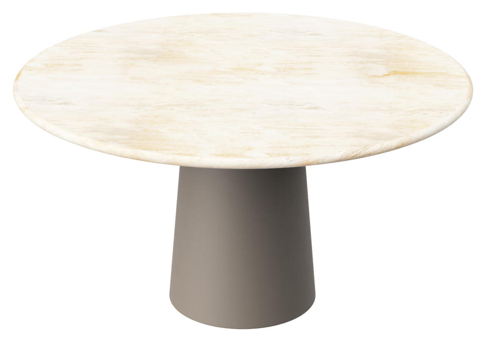 FLOW round dining table - Travertine (Taupe cylinder)