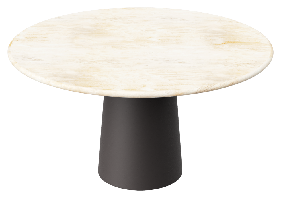 FLOW round dining table - Travertine (Grey-brown cylinder)