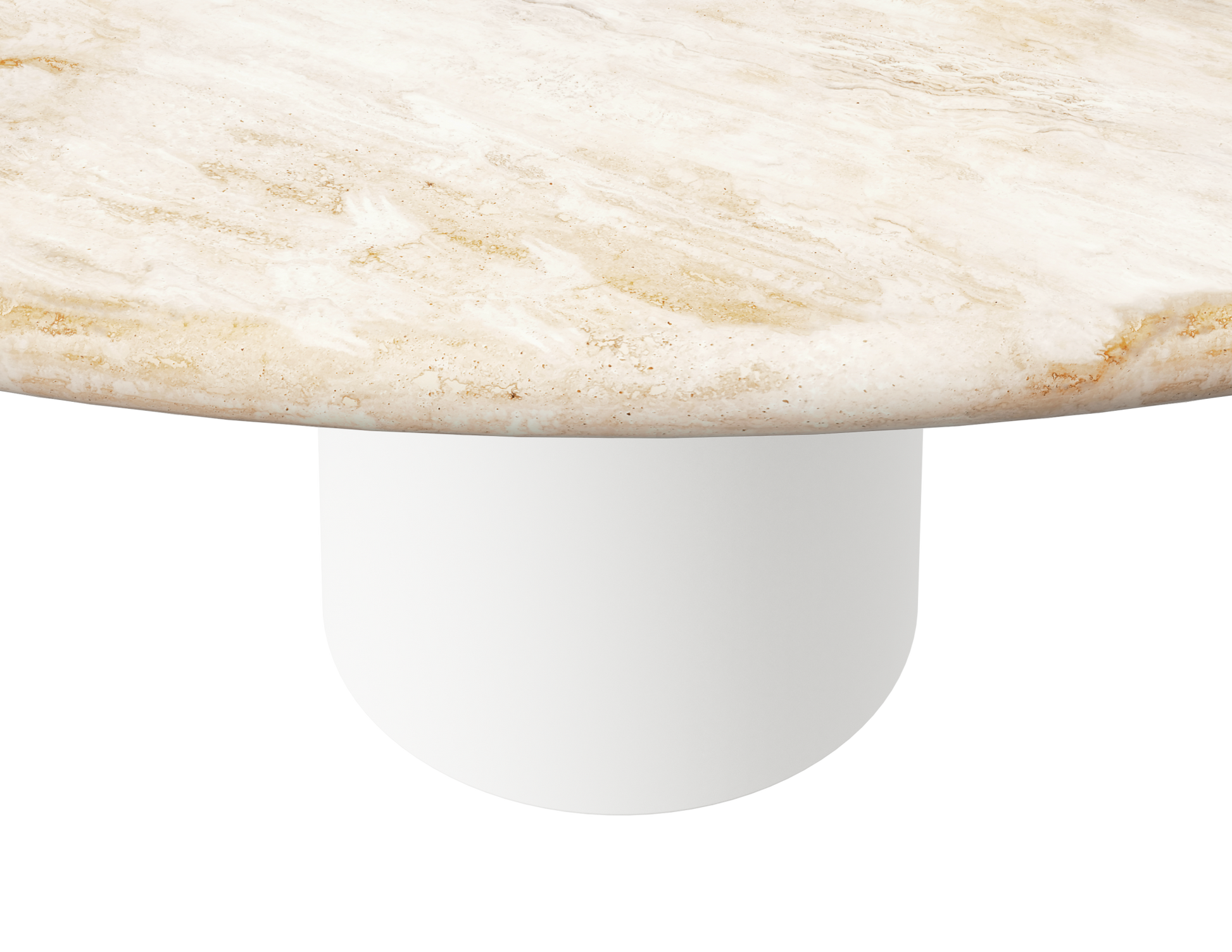 FLOW round dining table - Travertine (White cylinder)
