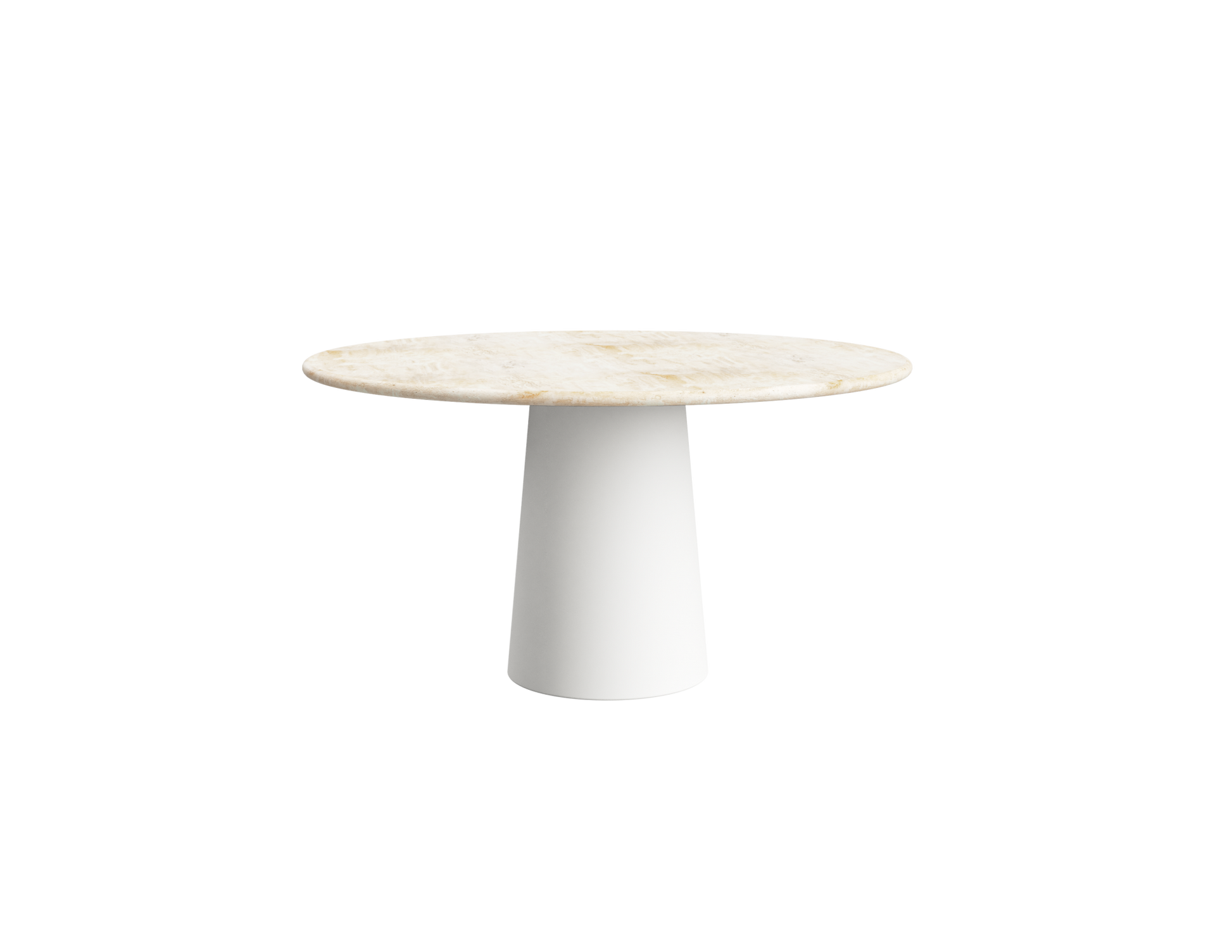 FLOW round dining table - Travertine (White cylinder)