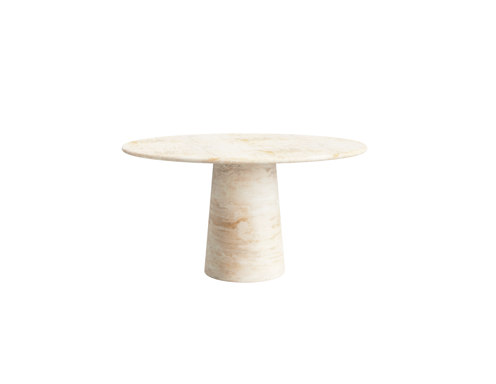 FLOW round dining table - Travertine (Travertine cylinder)