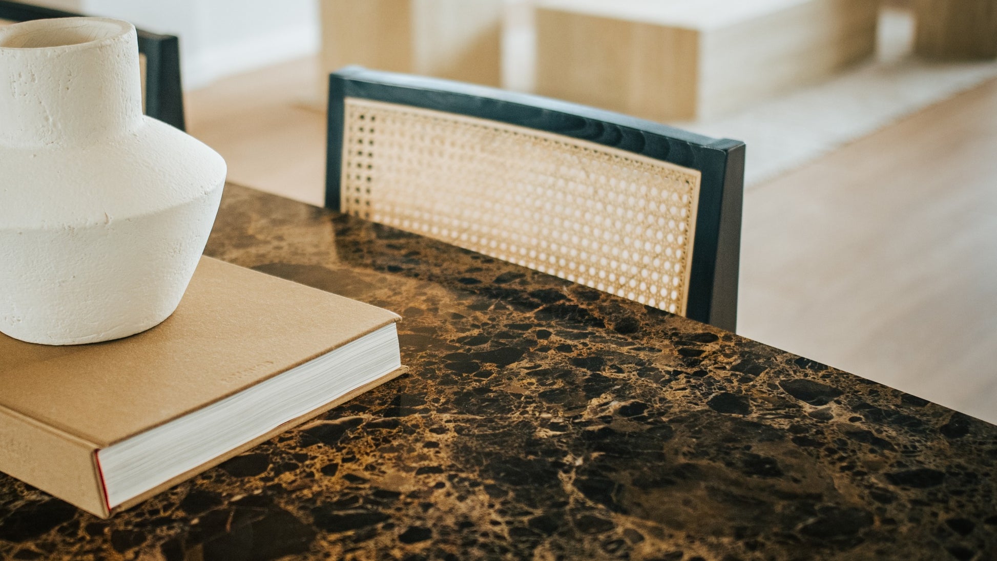 Celio Marble Dining Table – Dark Emperador brown (V-frame)