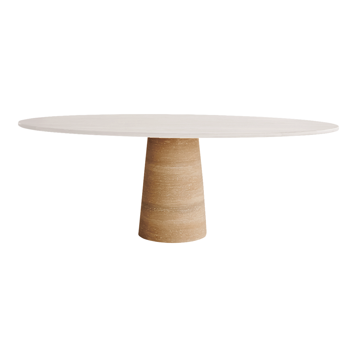 FLOW dining table oval – Ash-White oak (travertin cilinder)