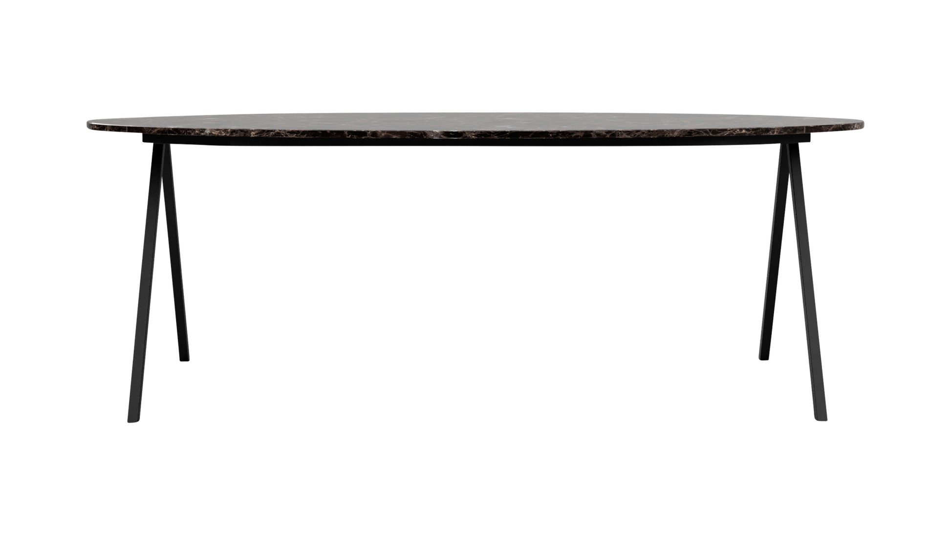 Marmeren eettafel ovaal –  Dark Emperador bruin (V-poot)
