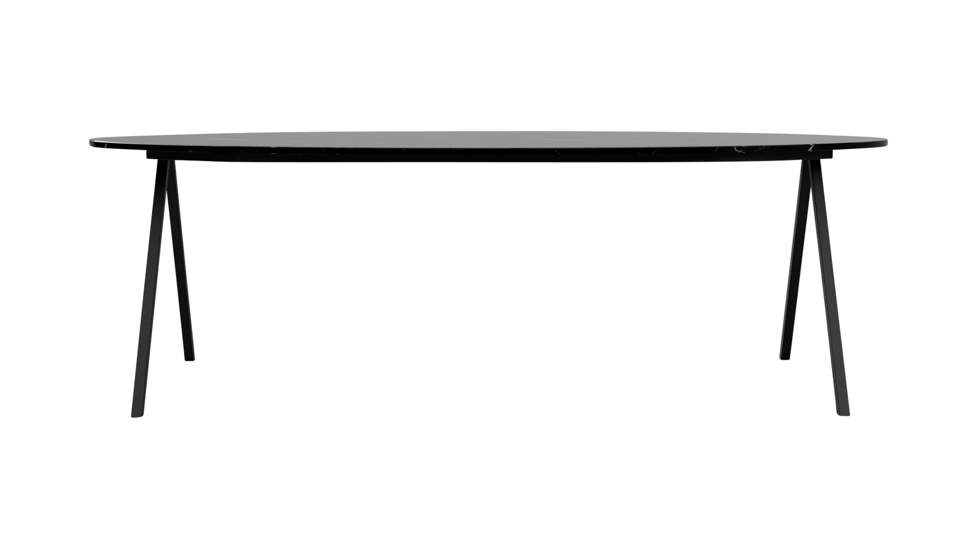 Marmeren eettafel ovaal –  Nero Marquina zwart (V-poot)