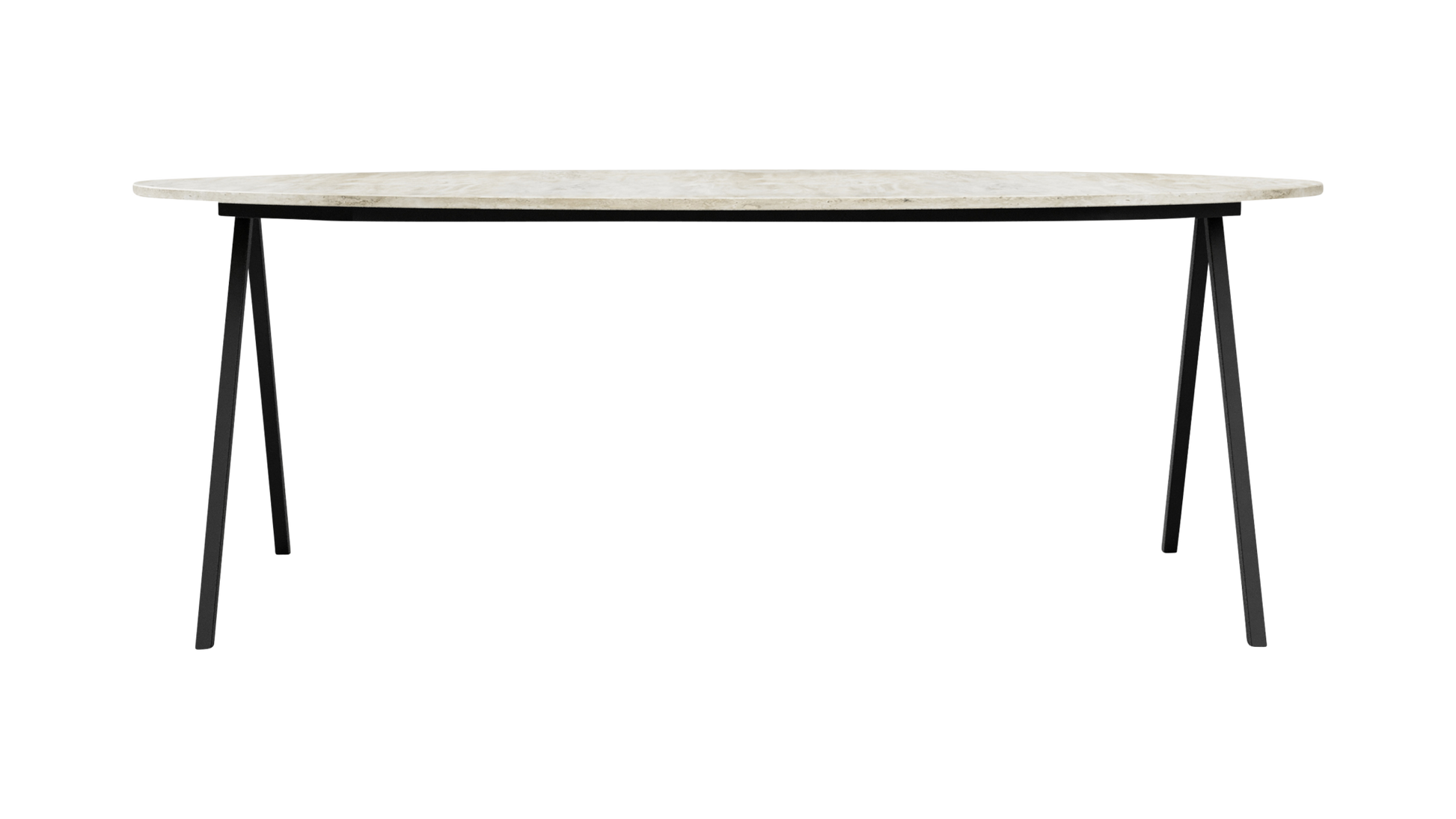 Travertin eettafel ovaal (V-poot)