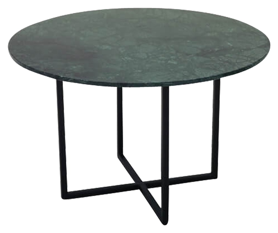 Round Marble Dining Table – India Green (Cross-frame)