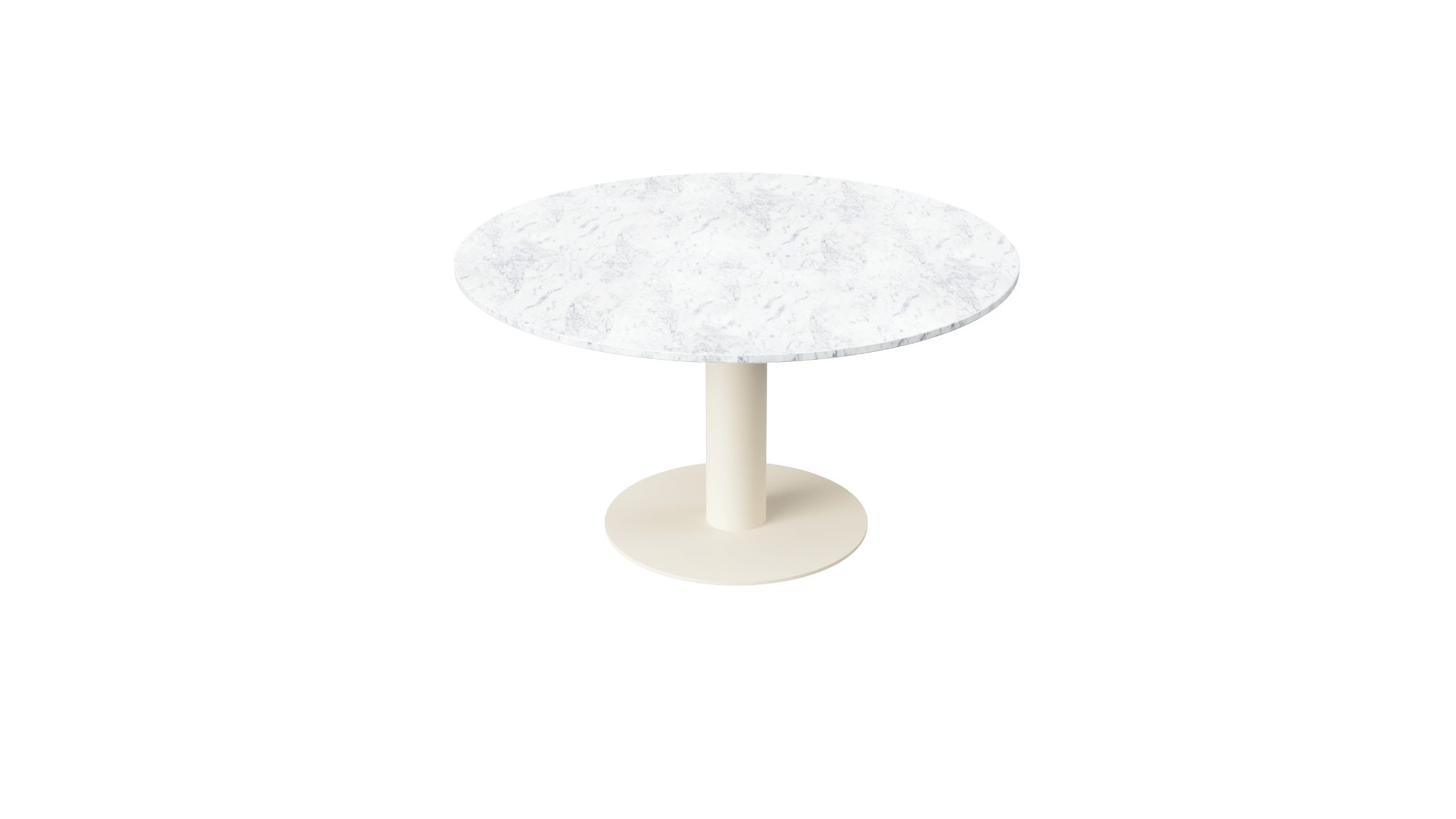 FLOW round dining table - Bianco Carrara white marble (Beige cylinder)