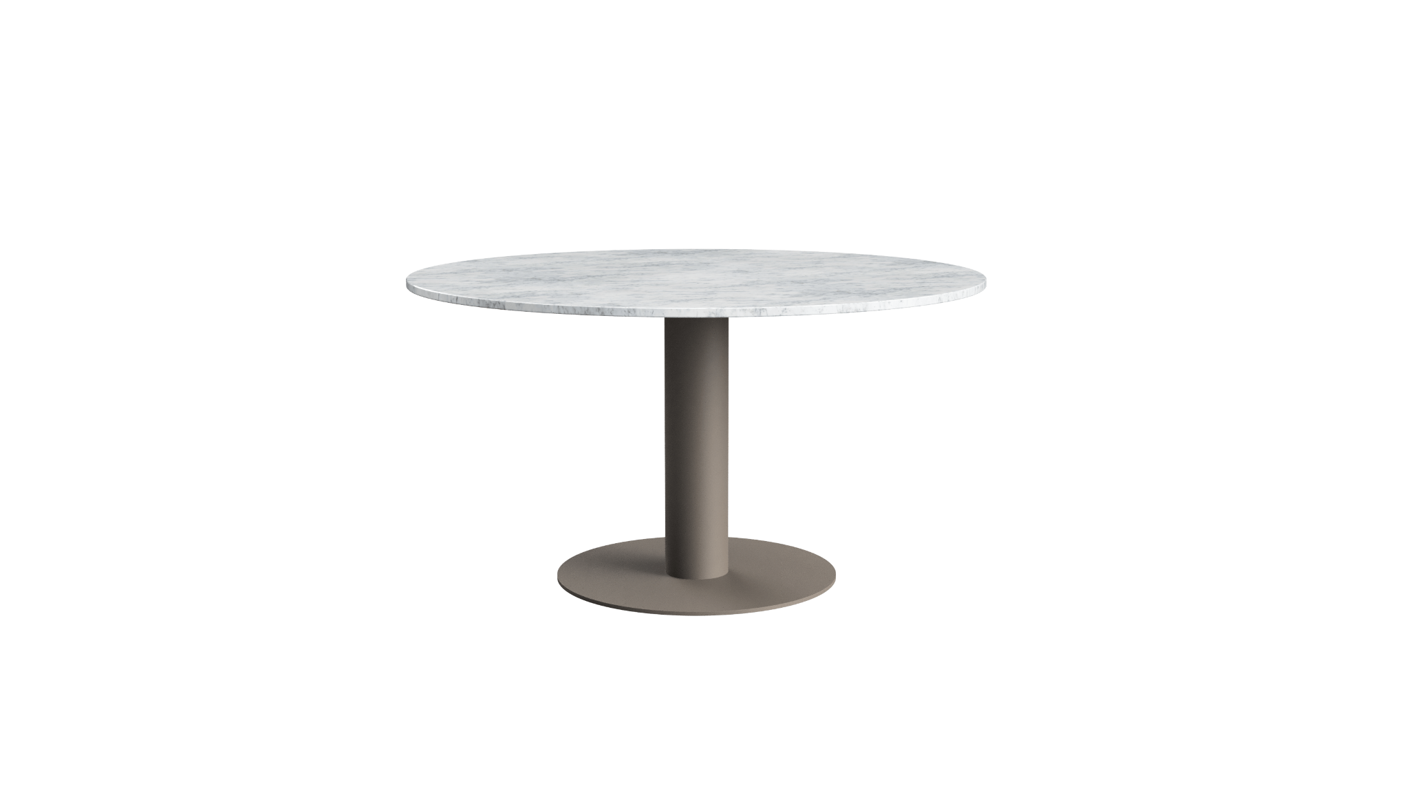 FLOW round dining table - Bianco Carrara white marble (Taupe cylinder)