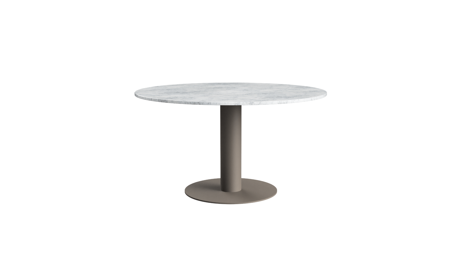 FLOW round dining table - Bianco Carrara white marble (Taupe cylinder)