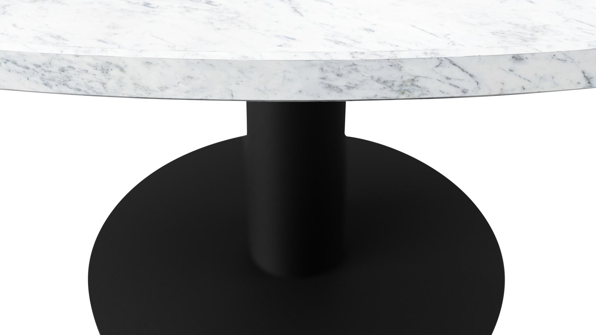 FLOW round dining table - Bianco Carrara white marble (Black cylinder)