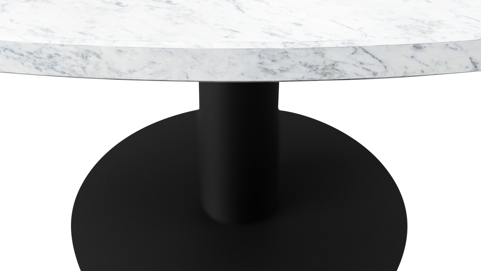 FLOW round dining table - Bianco Carrara white marble (Black cylinder)