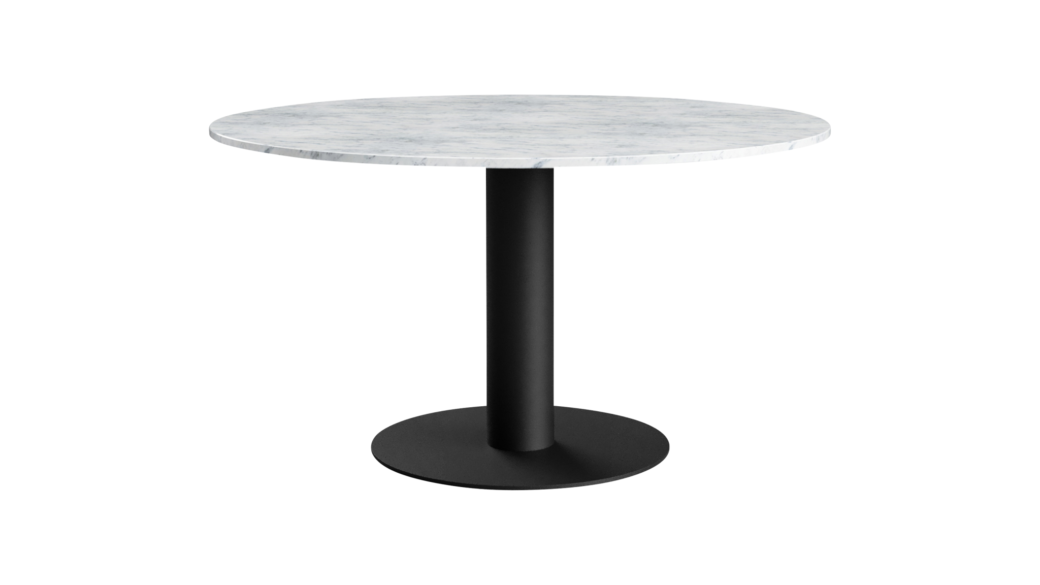 FLOW round dining table - Bianco Carrara white marble (Black cylinder)