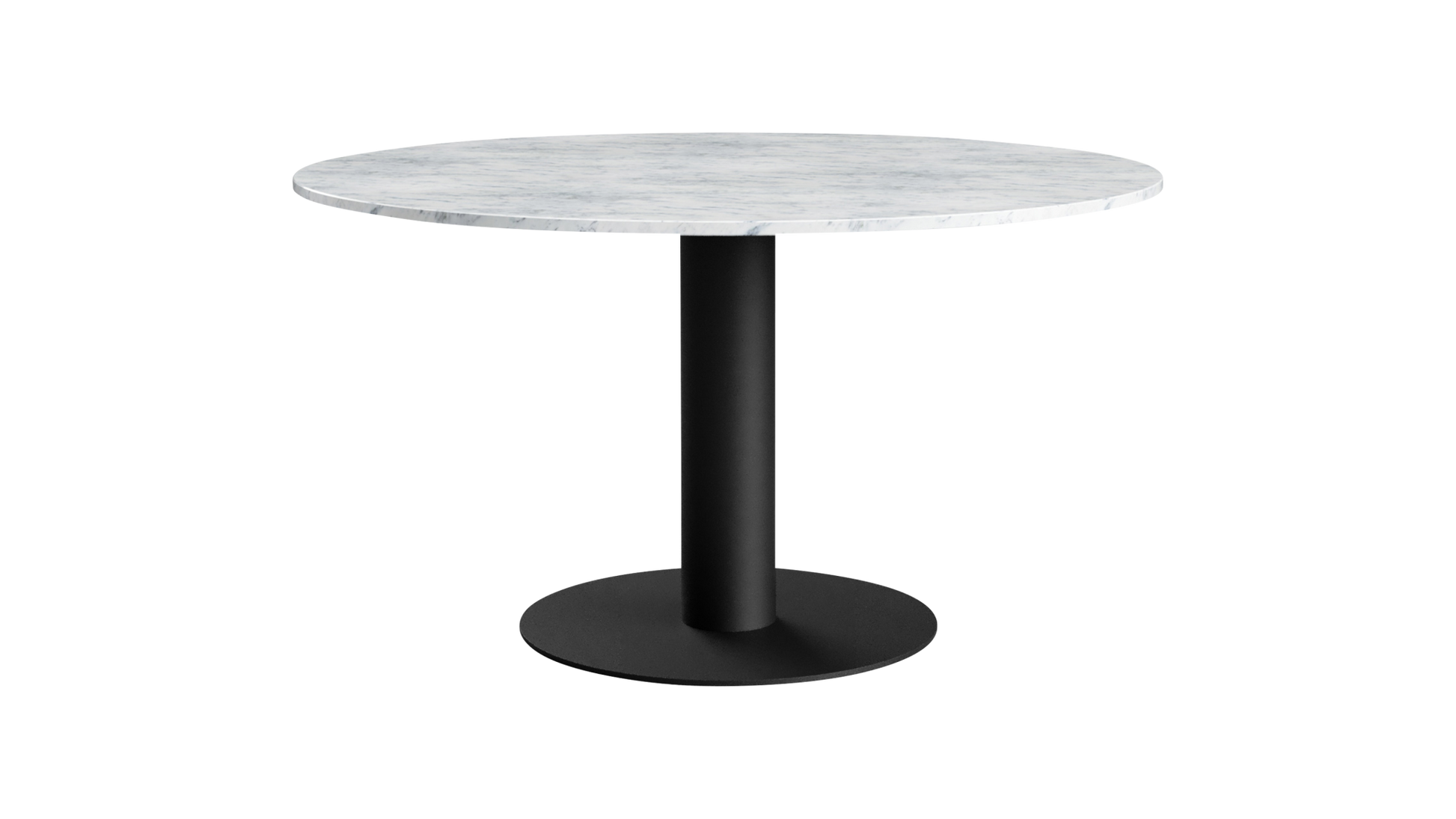FLOW round dining table - Bianco Carrara white marble (Black cylinder)