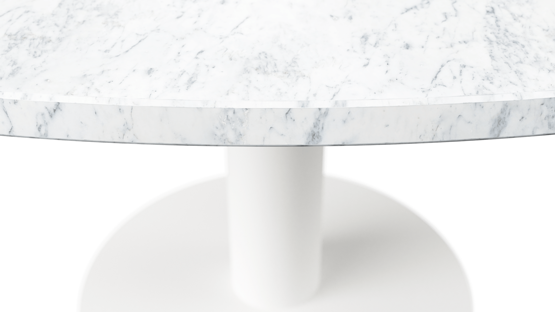 KIYO round dining table – Bianco Carrara white marble (white center-leg)