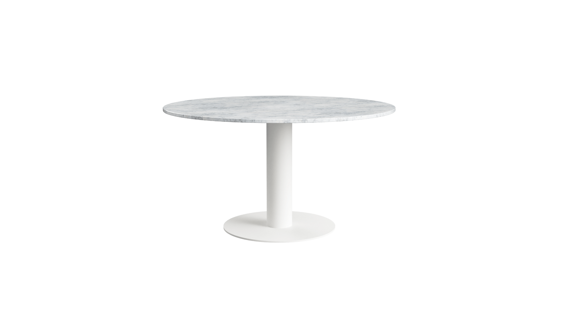 KIYO round dining table – Bianco Carrara white marble (white center-leg)