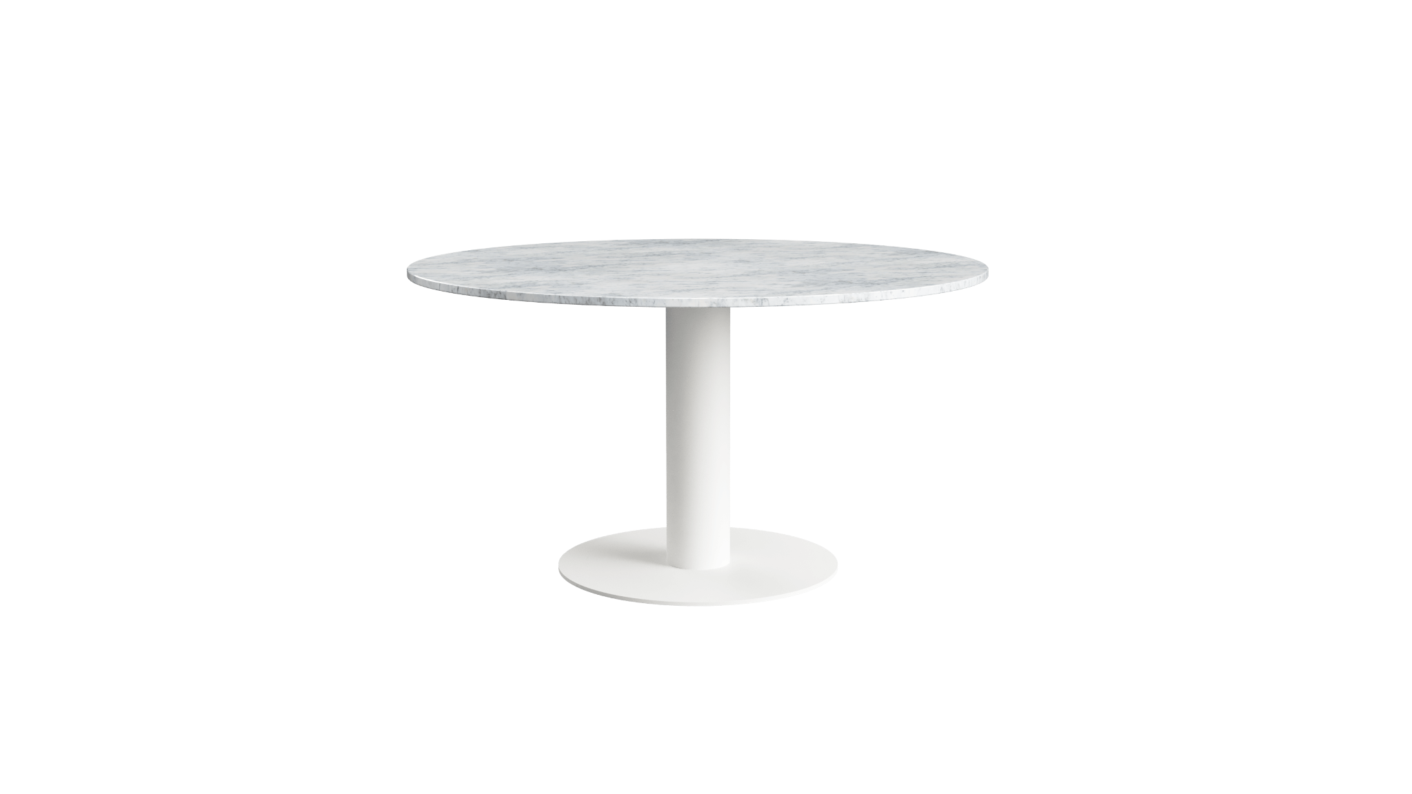 FLOW round dining table - Bianco Carrara white marble (White cylinder)
