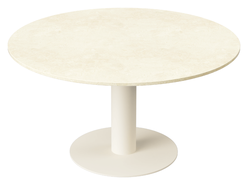 KIYO round dining table - Crema Marfil beige marble (beige center-leg)