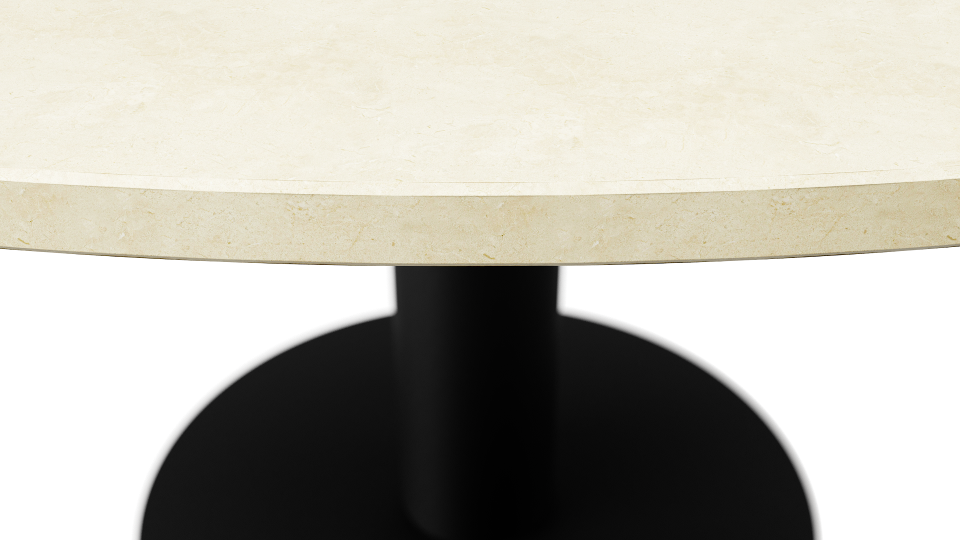FLOW round dining table - Crema Marfil beige marble (Black cylinder)