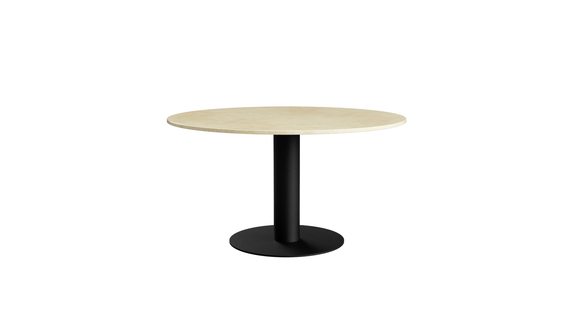 FLOW round dining table - Crema Marfil beige marble (Black cylinder)